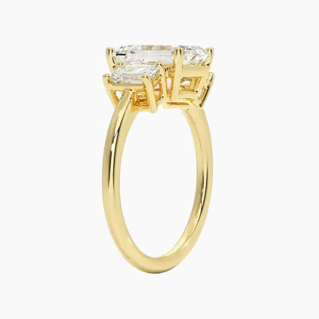 Aurelia Emerald Three Stone Diamond Ring Setting in 14K Rose Gold