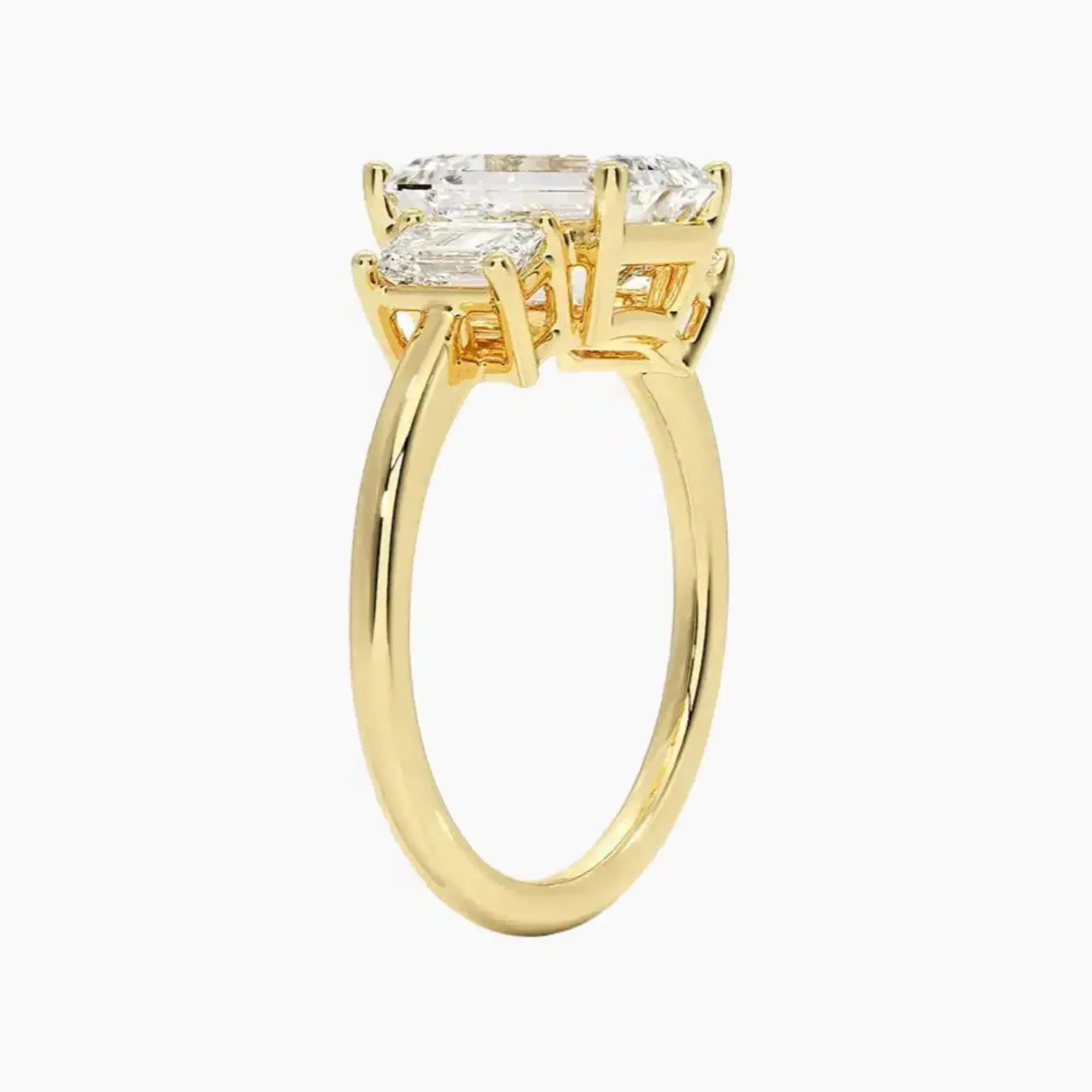 Aurelia Emerald Three Stone 2 Carat Lab Grown Diamond Engagement Ring in 18K Rose Gold