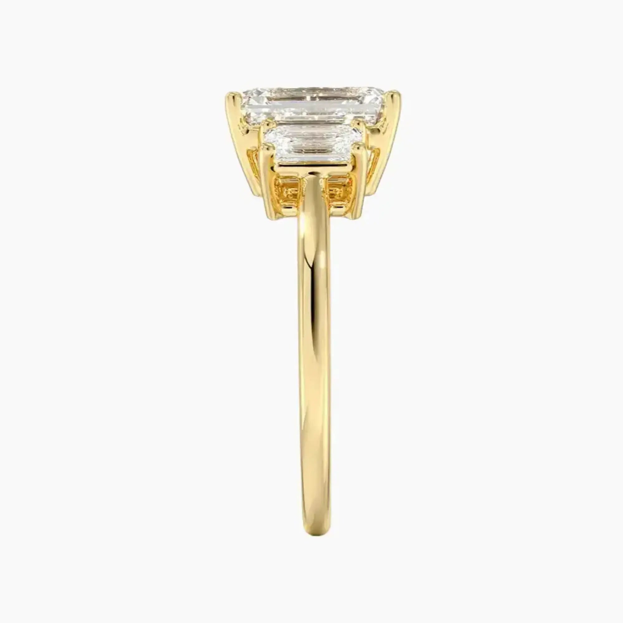 Aurelia Emerald Three Stone 3 Carat Lab Grown Diamond Engagement Ring in 14K Yellow Gold