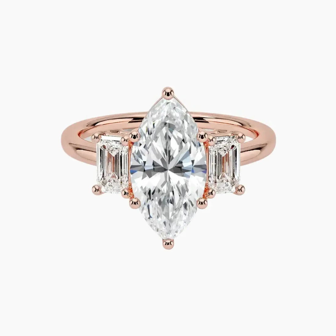Aurelia Marquise Three Stone 2.5 Carat Lab Grown Diamond Engagement Ring in 14K Yellow Gold