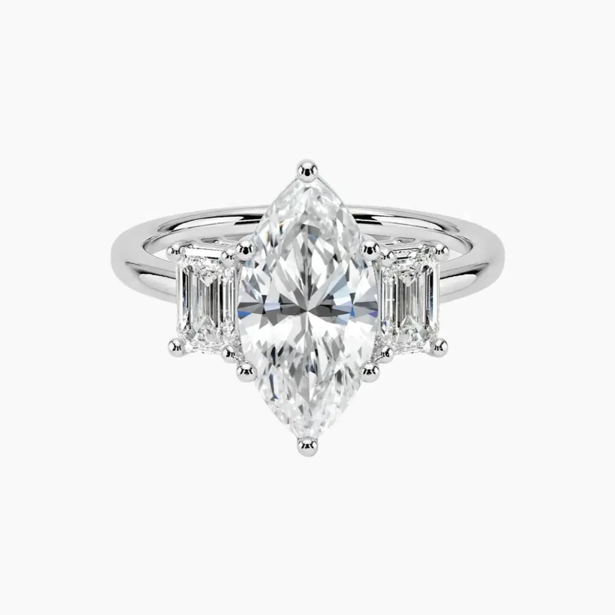 Aurelia Marquise Three Stone 1 Carat Lab Grown Diamond Engagement Ring in 18K Yellow Gold