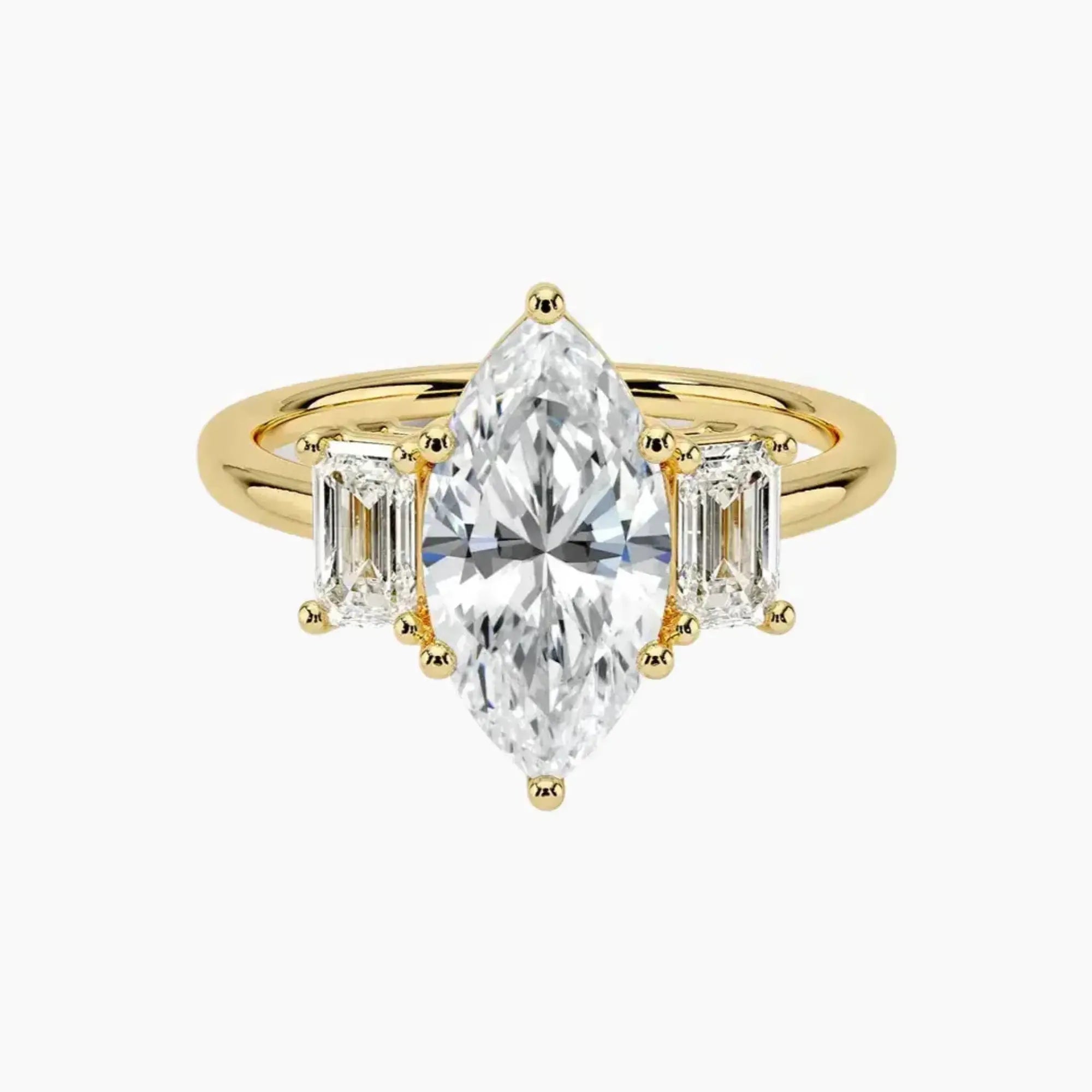 Aurelia Marquise Three Stone 3 Carat Lab Grown Diamond Engagement Ring in 14K White Gold