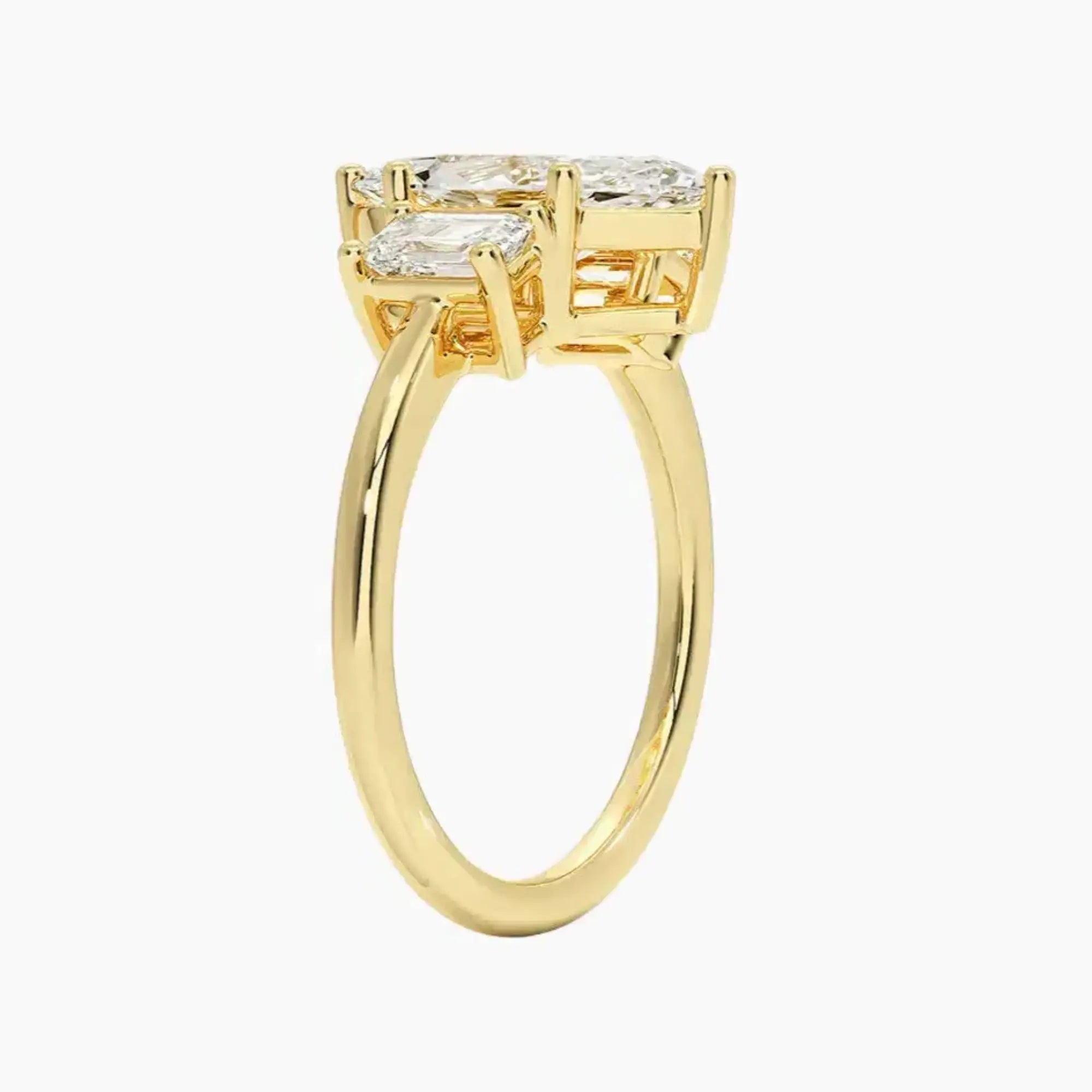 Aurelia Marquise Three Stone 2.5 Carat Lab Grown Diamond Engagement Ring in 18K Yellow Gold