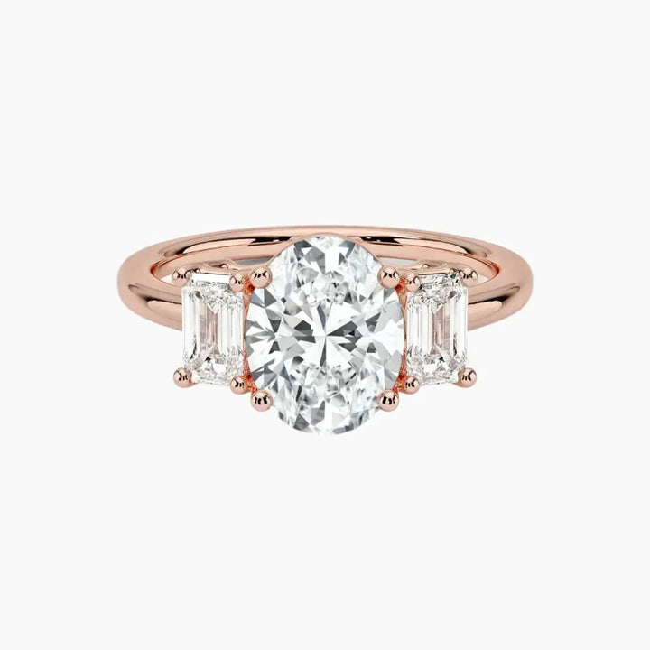 Aurelia Oval Three Stone 1.5 Carat Lab Grown Diamond Engagement Ring in 18K Rose Gold