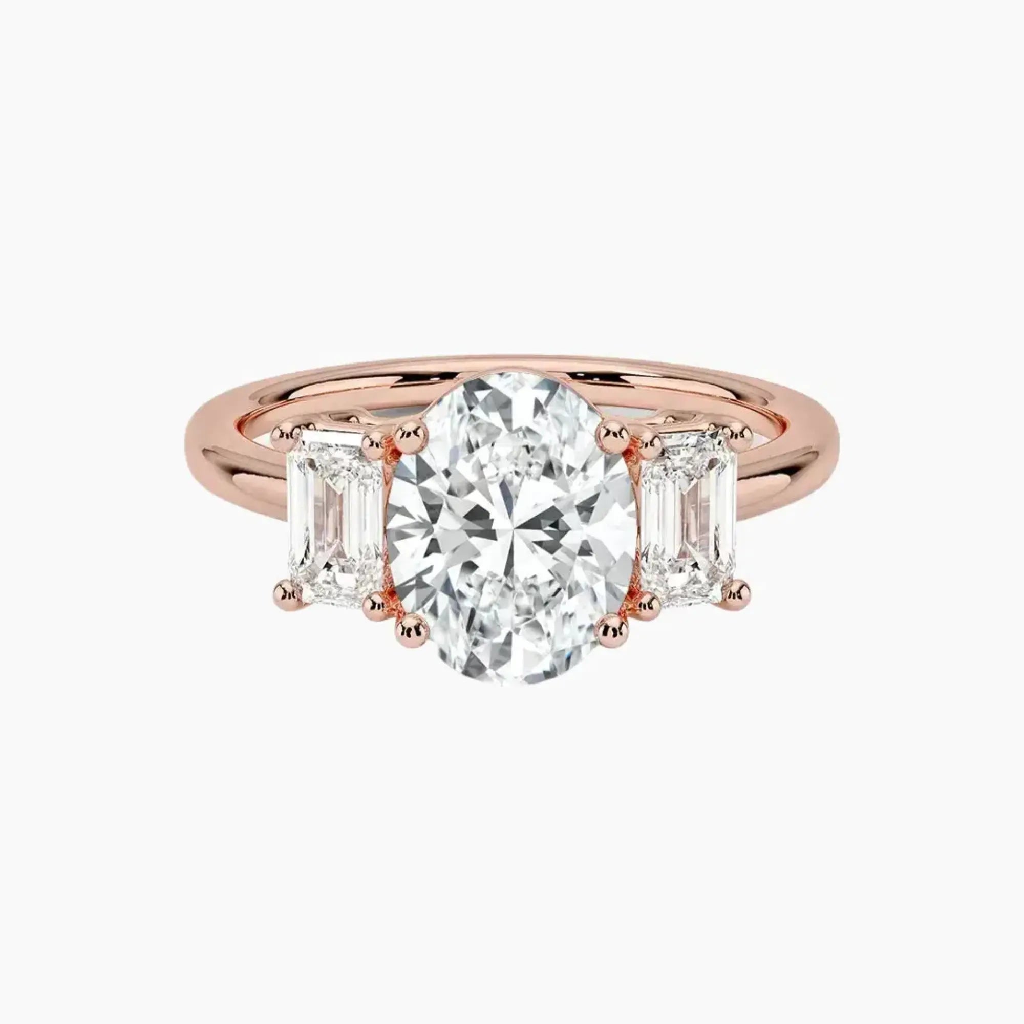 Aurelia Oval Three Stone 1.5 Carat Lab Grown Diamond Engagement Ring in 14K Rose Gold