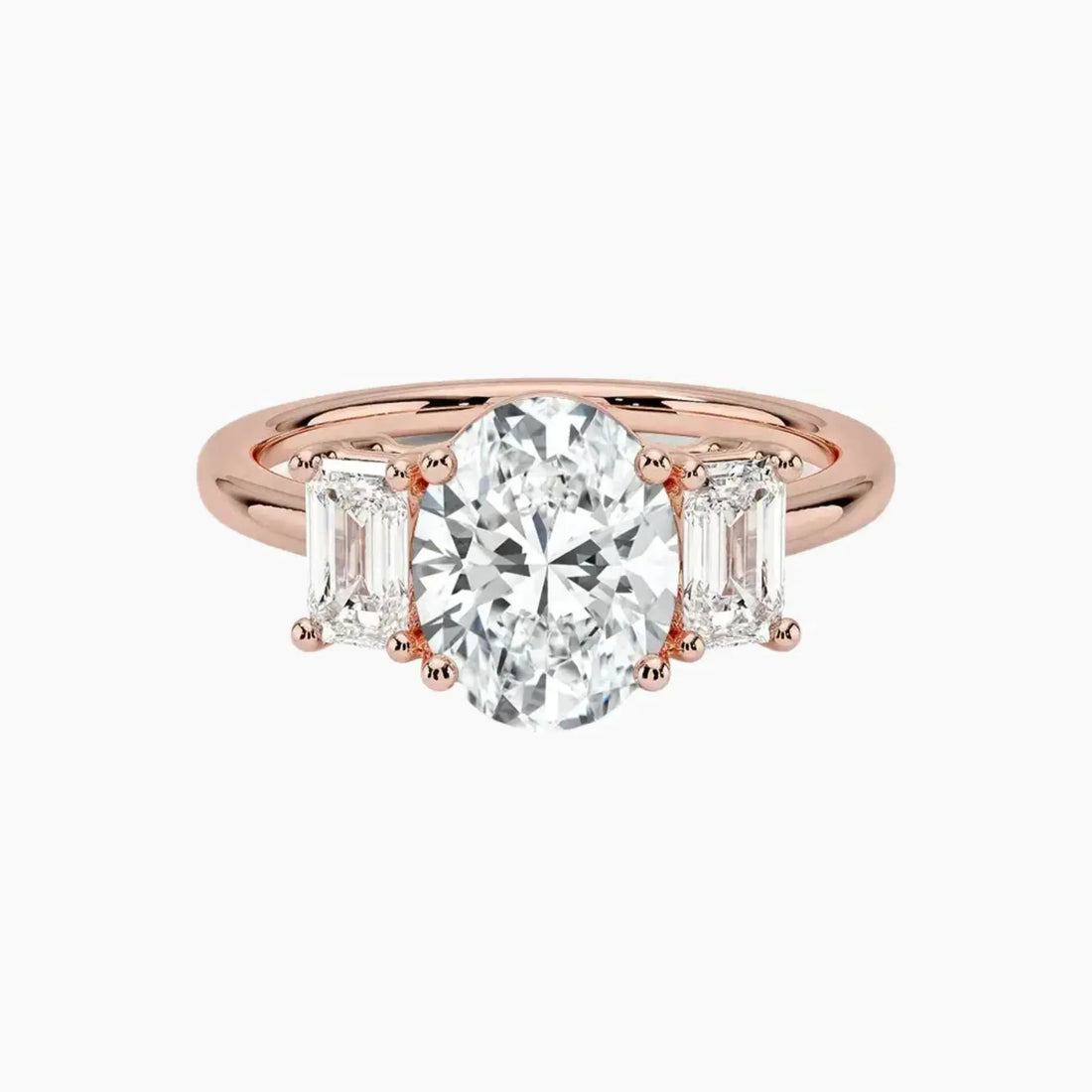 Aurelia Oval Three Stone 2 Carat Lab Grown Diamond Engagement Ring in 18K Yellow Gold