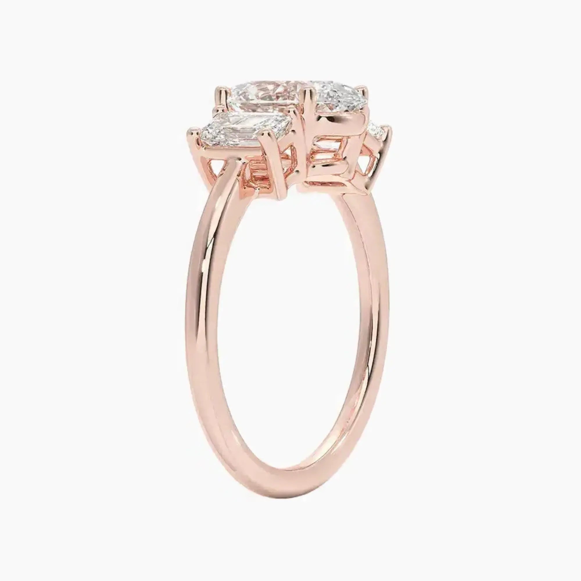 Aurelia Oval Three Stone 3 Carat Lab Grown Diamond Engagement Ring in 14K Yellow Gold