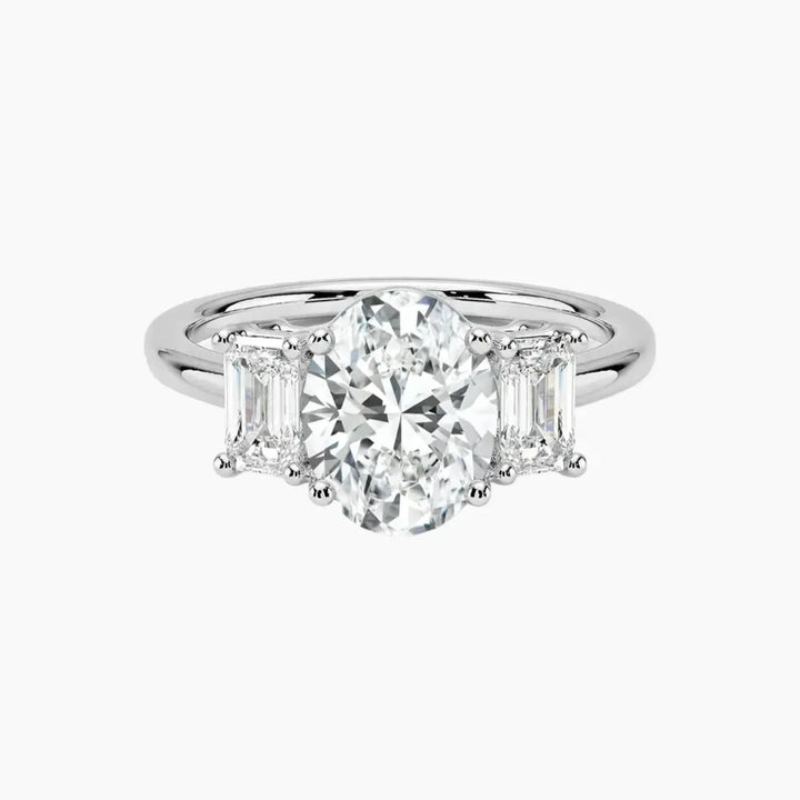 Aurelia Oval Three Stone 2.5 Carat Lab Grown Diamond Engagement Ring in 18K White Gold