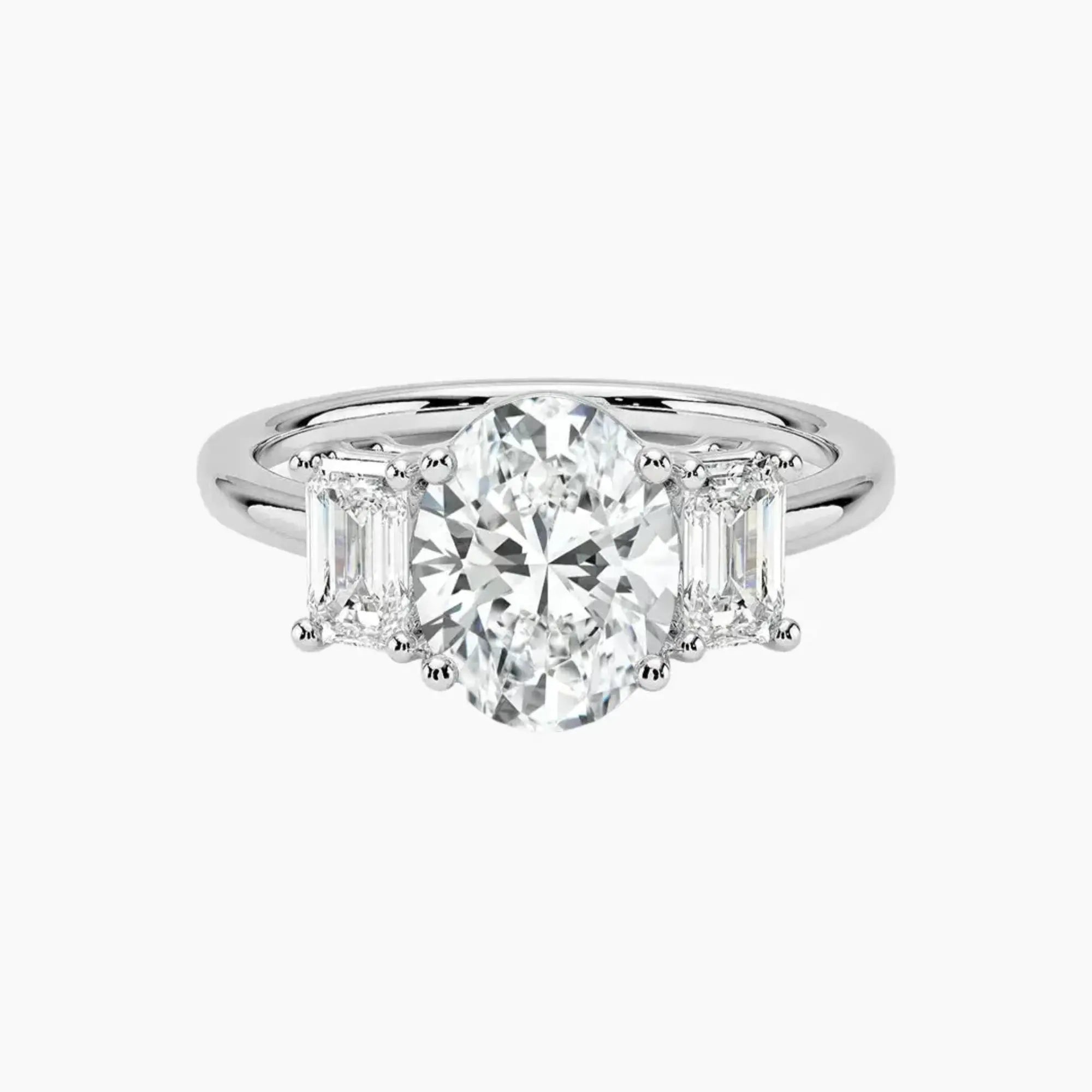 Aurelia Oval Three Stone 2.5 Carat Lab Grown Diamond Engagement Ring in 14K Yellow Gold