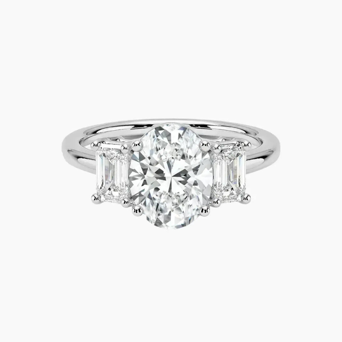Aurelia Oval Three Stone 2 Carat Lab Grown Diamond Engagement Ring in 14K White Gold