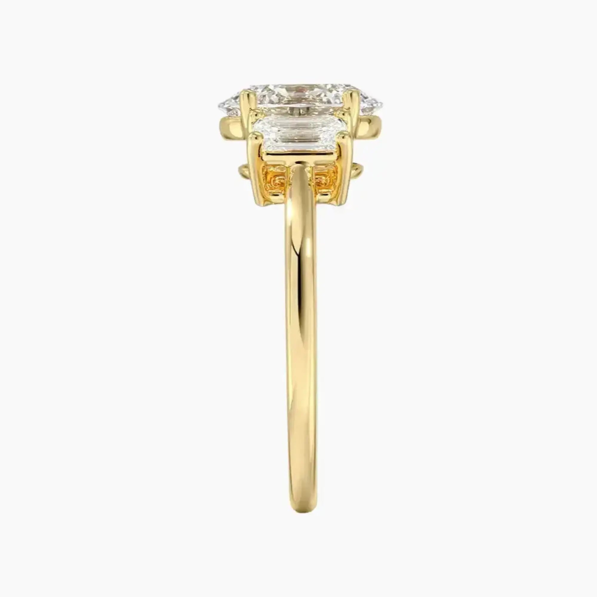 Aurelia Oval Three Stone 1.5 Carat Lab Grown Diamond Engagement Ring in 14K Yellow Gold