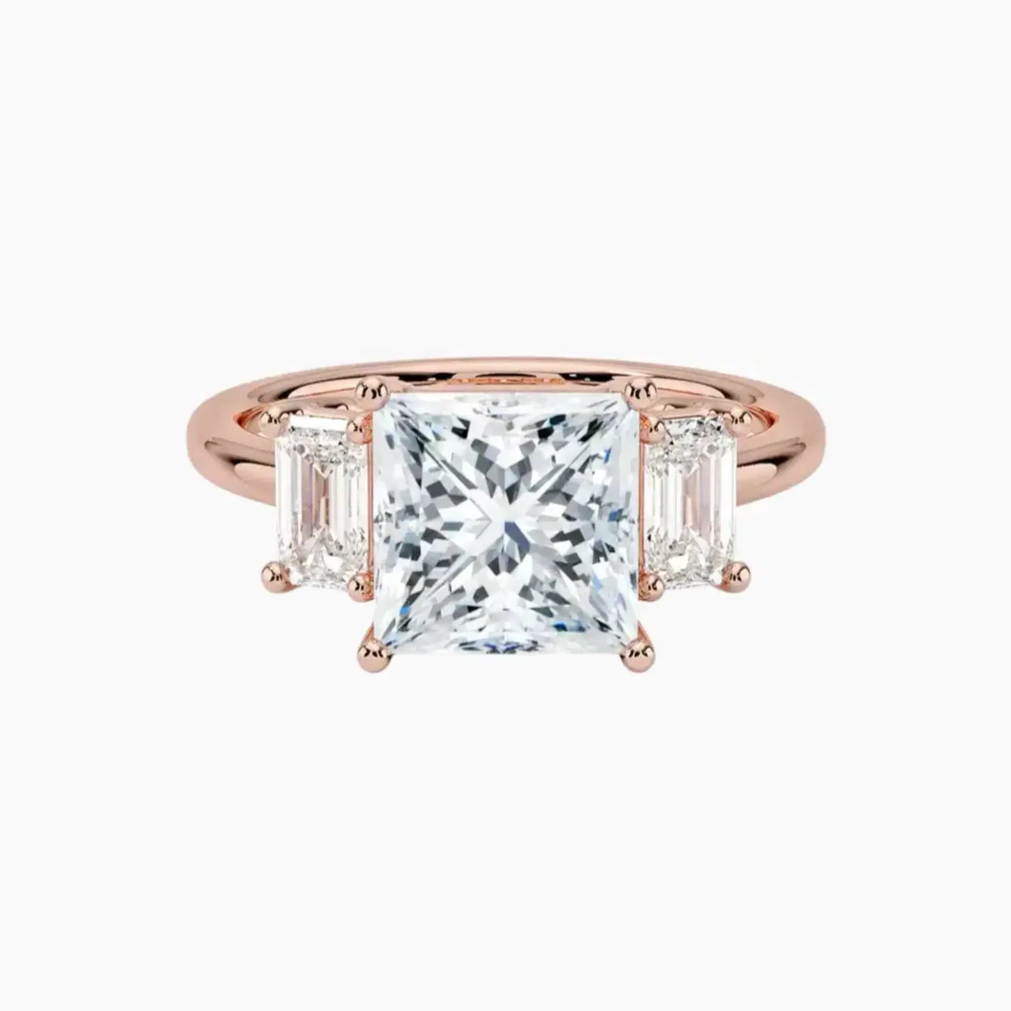 Aurelia Princess Three Stone 1 Carat Lab Grown Diamond Engagement Ring in 18K Yellow Gold