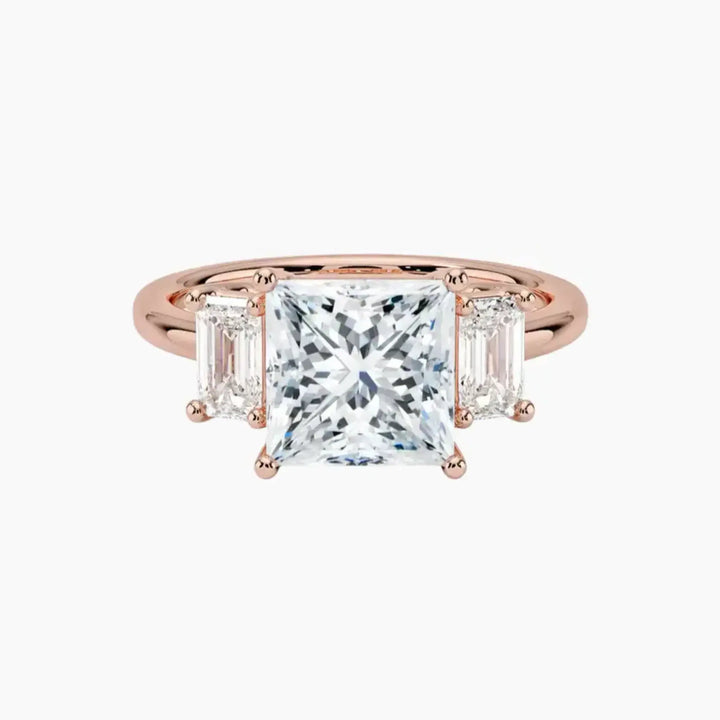 Aurelia Princess Three Stone 1.5 Carat Lab Grown Diamond Engagement Ring in 18K Rose Gold