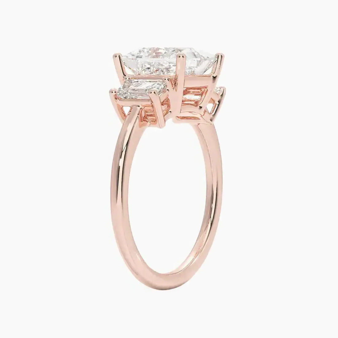 Aurelia Princess Three Stone 1.5 Carat Lab Grown Diamond Engagement Ring in 14K Rose Gold