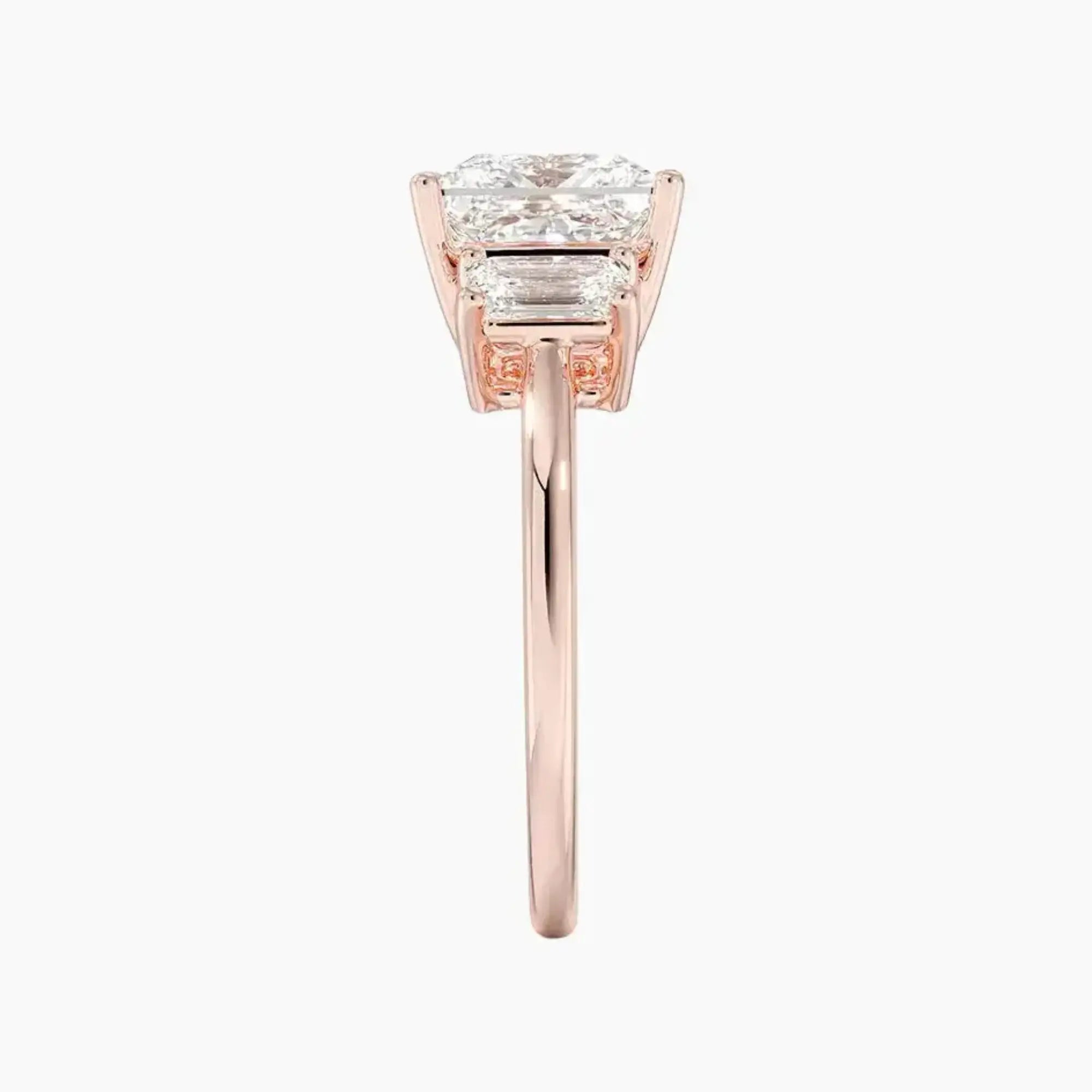 Aurelia Princess Three Stone 3 Carat Lab Grown Diamond Engagement Ring in 14K White Gold