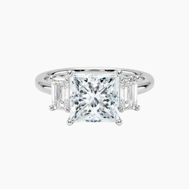Aurelia Princess Three Stone 2 Carat Lab Grown Diamond Engagement Ring in 18K White Gold