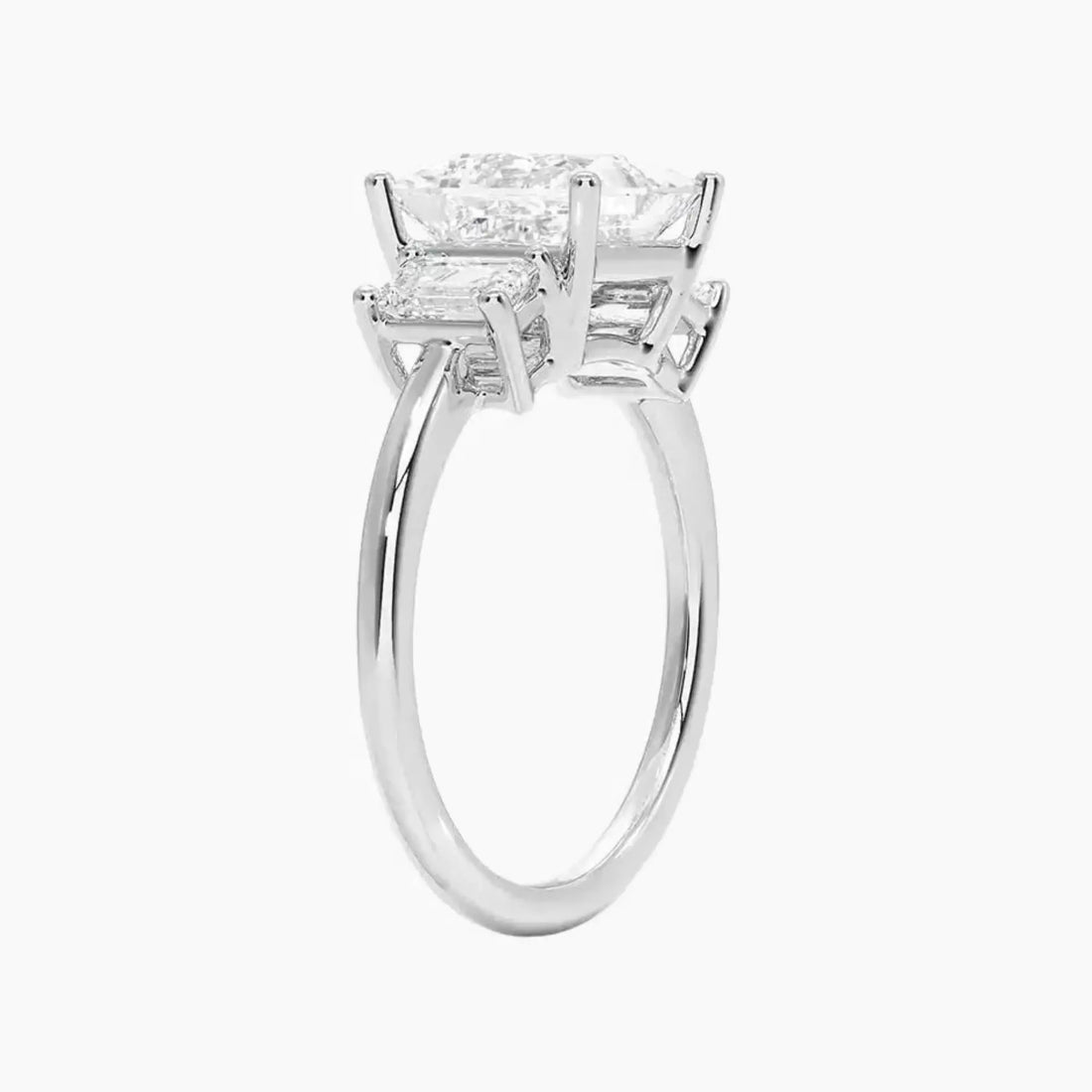Aurelia Princess Three Stone 3 Carat Lab Grown Diamond Engagement Ring in 18K Yellow Gold