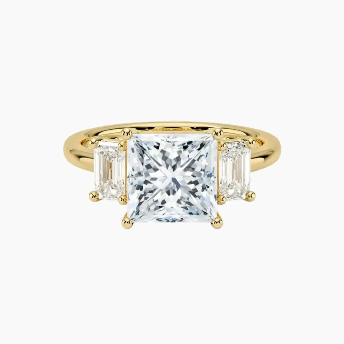 Aurelia Princess Three Stone Diamond Ring Setting in 14K Yellow Gold