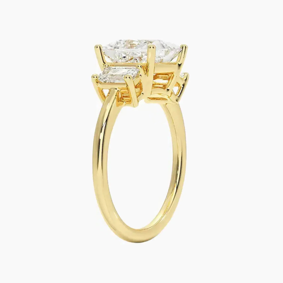 Aurelia Princess Three Stone 1 Carat Lab Grown Diamond Engagement Ring in 14K Yellow Gold
