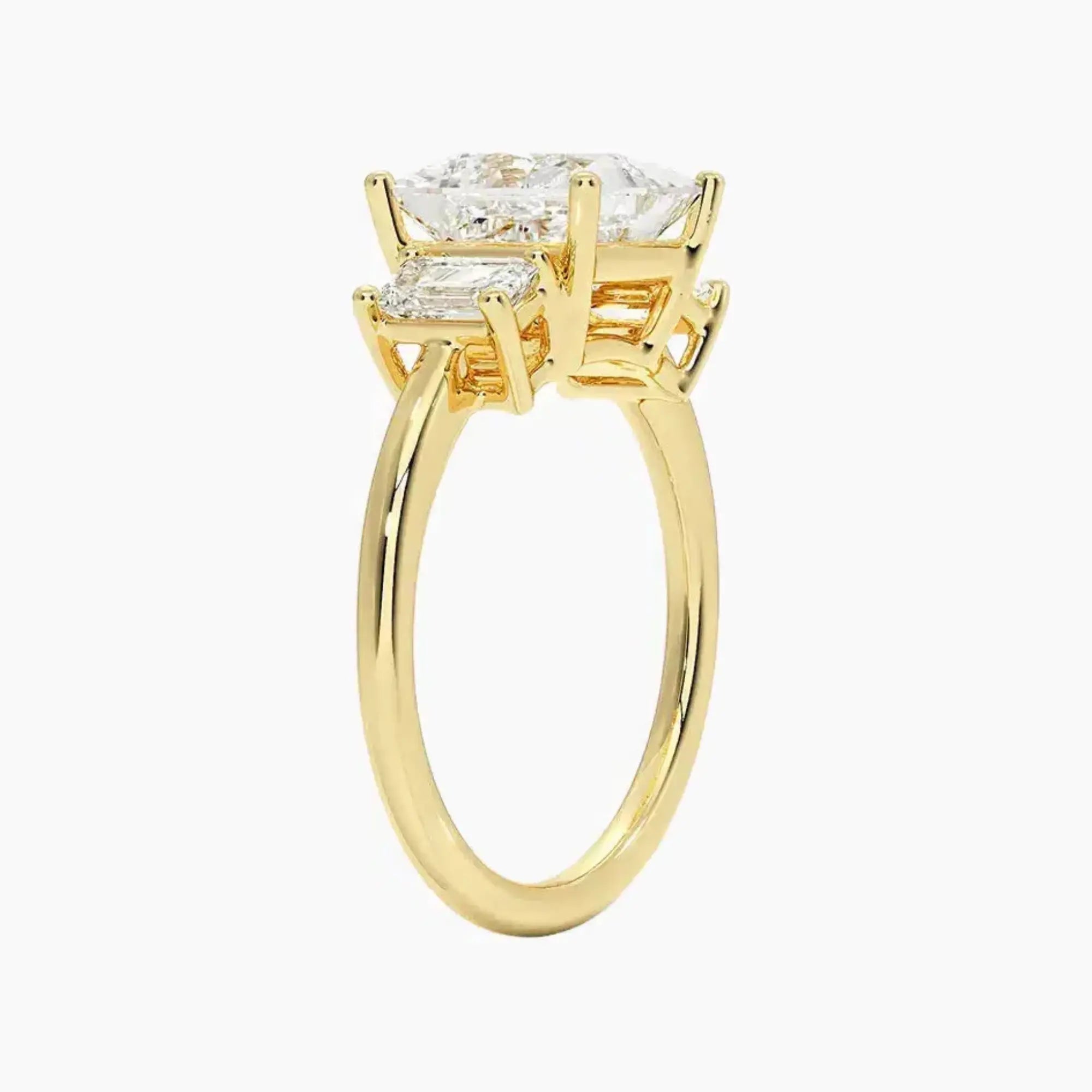 Aurelia Princess Three Stone Diamond Ring Setting in 14K Rose Gold