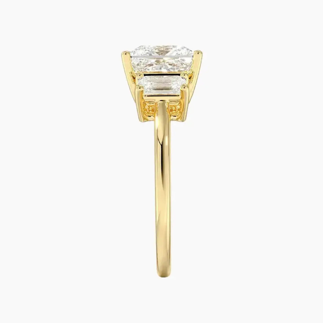 Aurelia Princess Three Stone Diamond Ring Setting in 18K White Gold