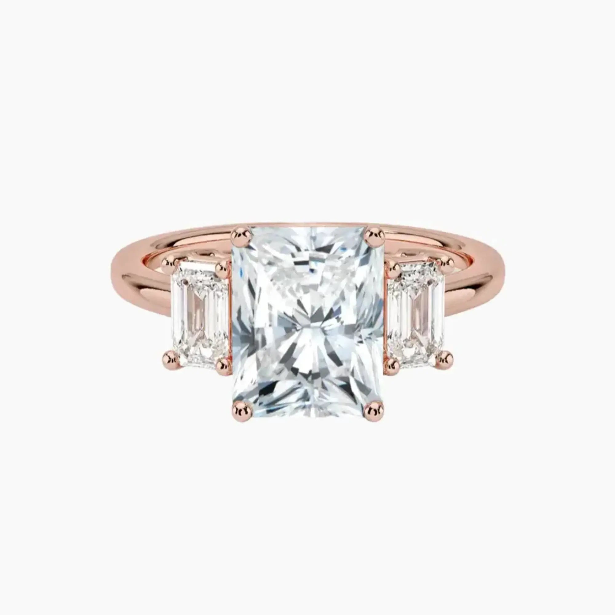 Aurelia Radiant Three Stone Diamond Ring Setting in 18K Yellow Gold