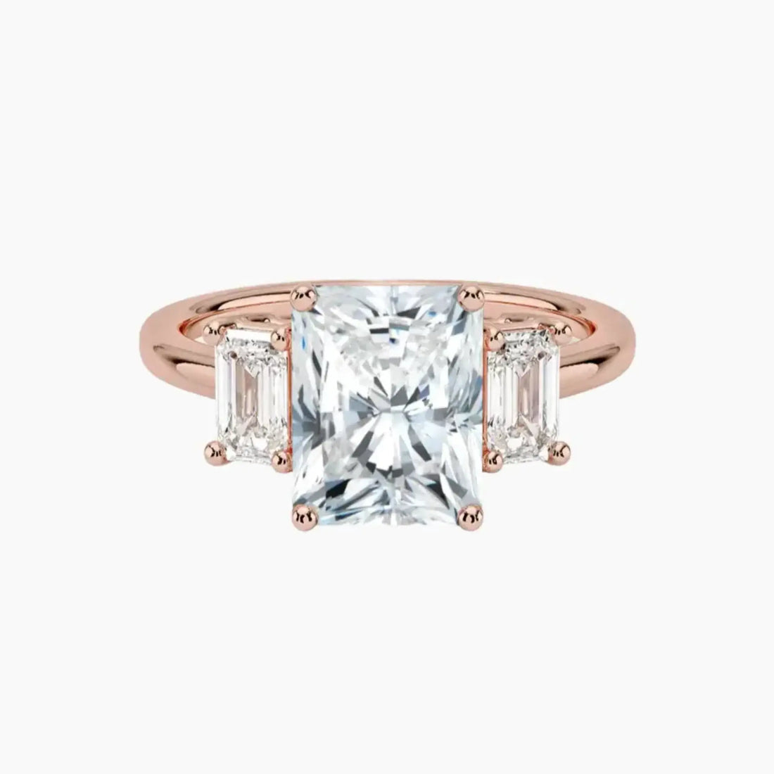 Aurelia Radiant Three Stone 1.5 Carat Lab Grown Diamond Engagement Ring in 14K Rose Gold
