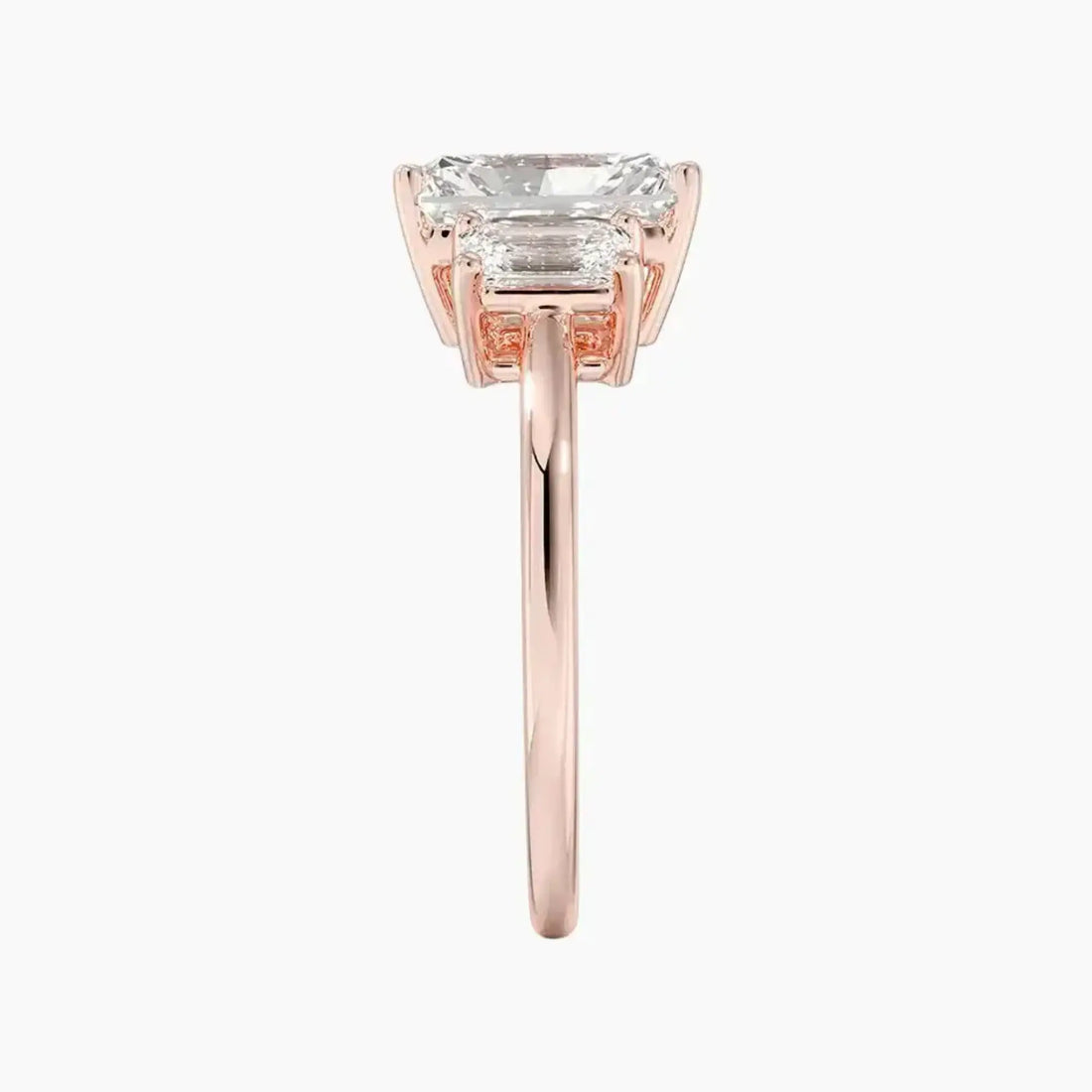 Aurelia Radiant Three Stone 1 Carat Lab Grown Diamond Engagement Ring in 18K Rose Gold