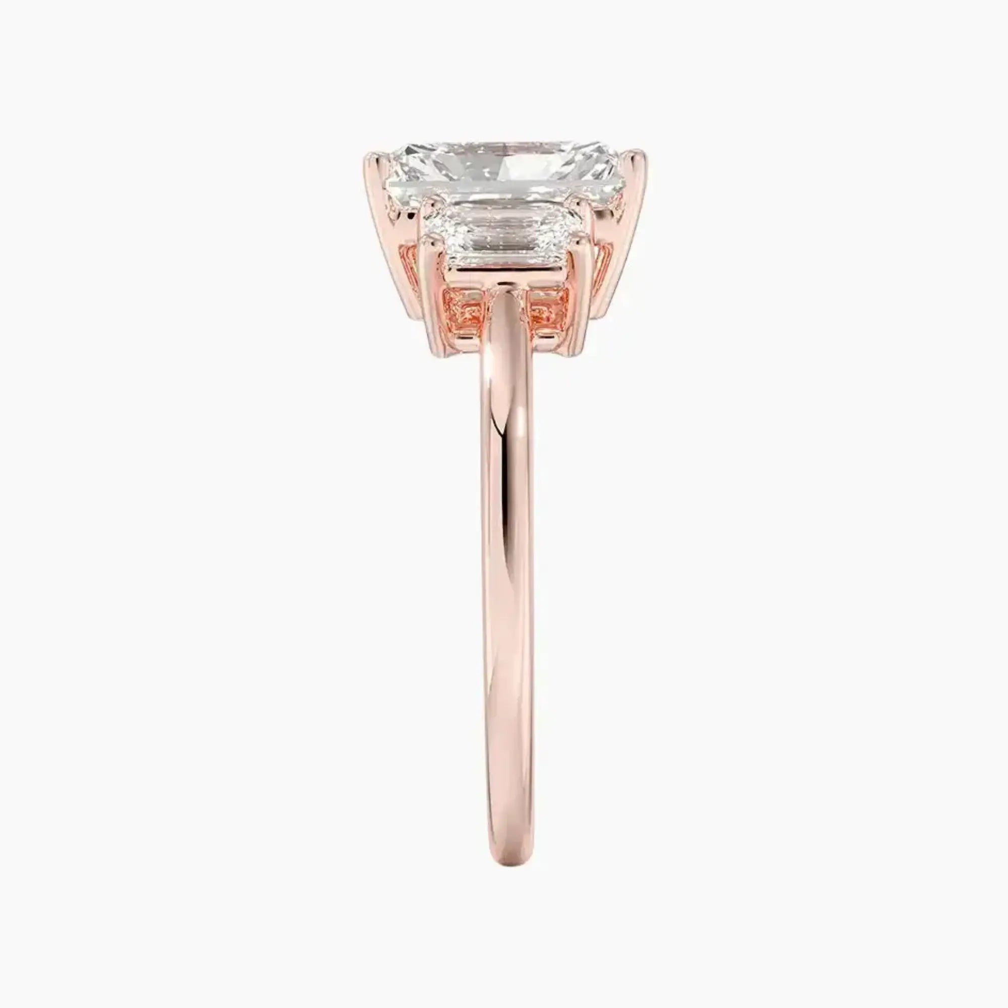 Aurelia Radiant Three Stone 2.5 Carat Lab Grown Diamond Engagement Ring in 18K Yellow Gold