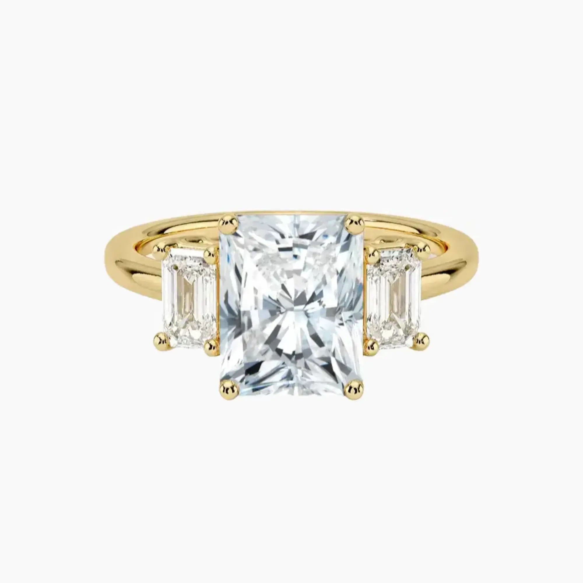 Aurelia Radiant Three Stone 2.5 Carat Lab Grown Diamond Engagement Ring in 18K White Gold