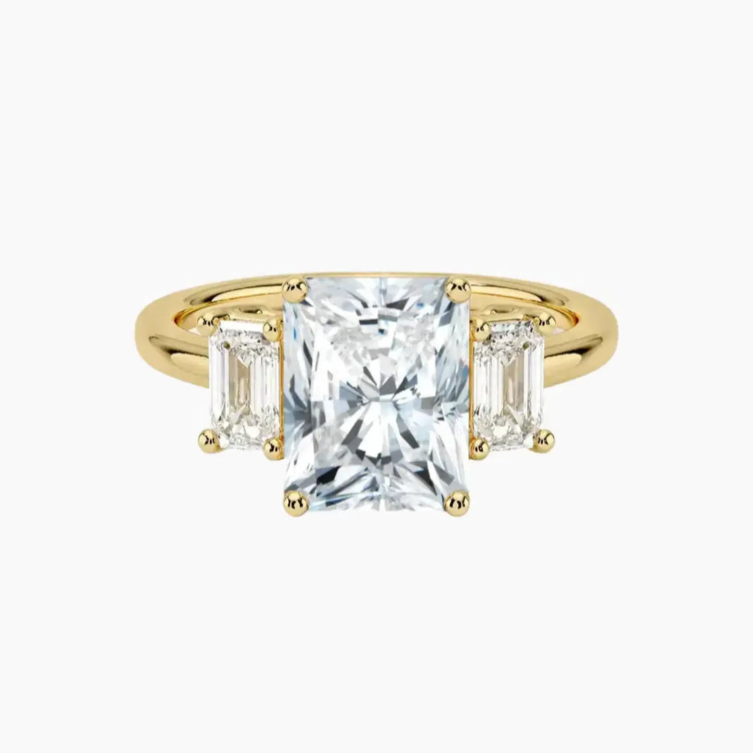 Aurelia Radiant Three Stone Diamond Ring Setting in 18K White Gold