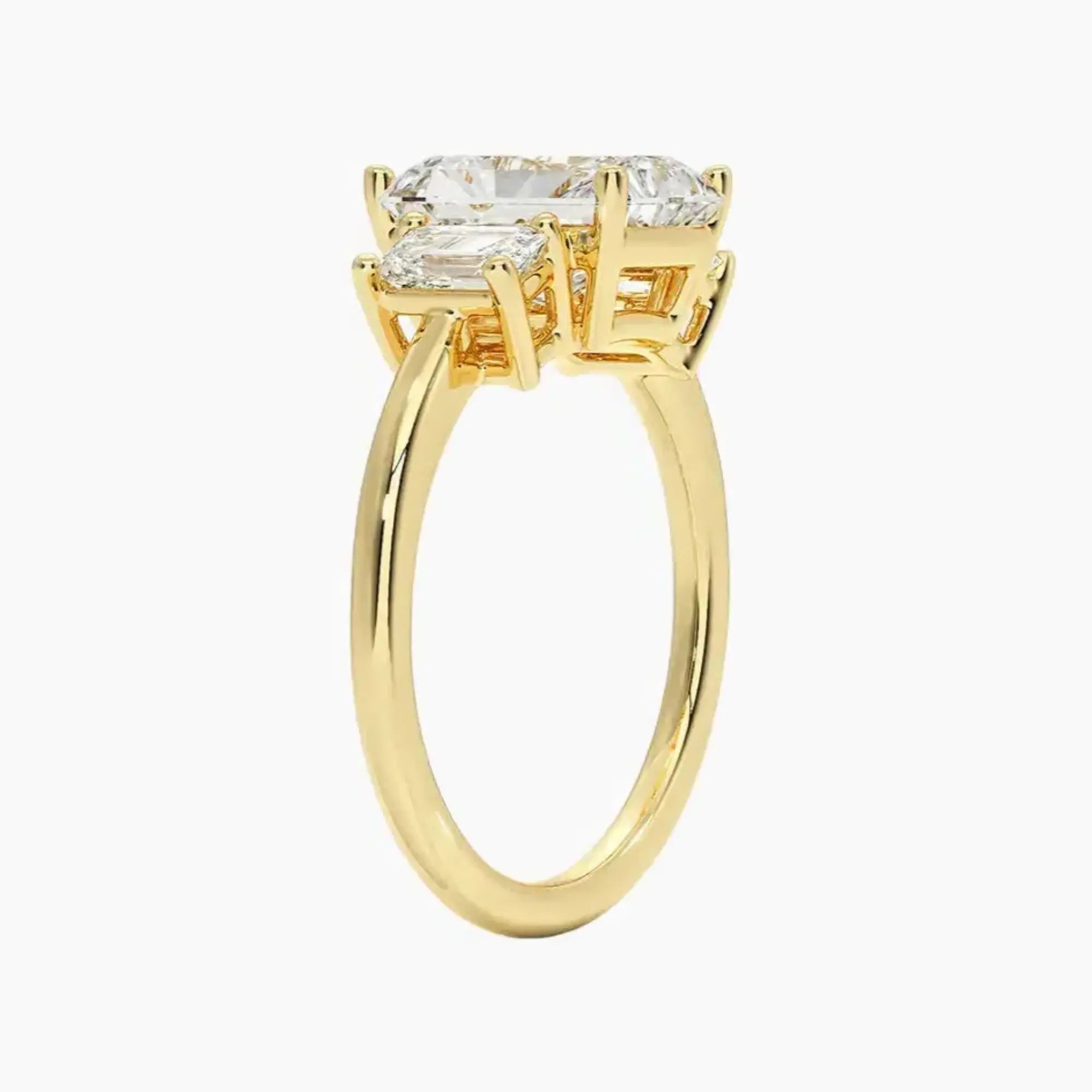 Aurelia Radiant Three Stone Diamond Ring Setting in 18K Rose Gold