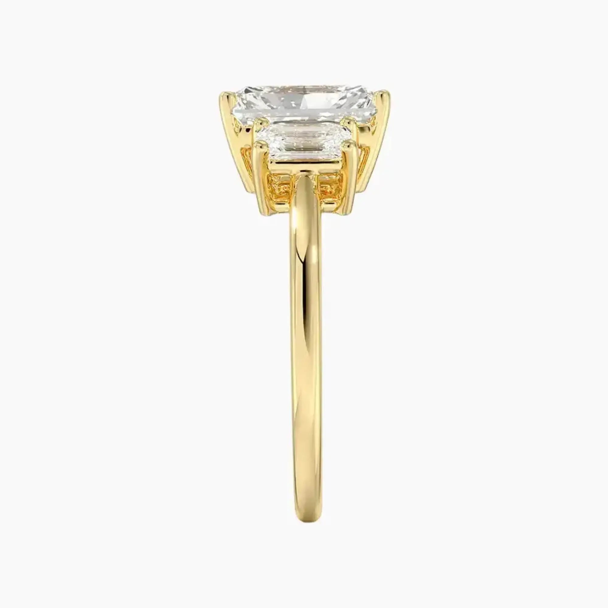 Aurelia Radiant Three Stone 1 Carat Lab Grown Diamond Engagement Ring in 14K Yellow Gold
