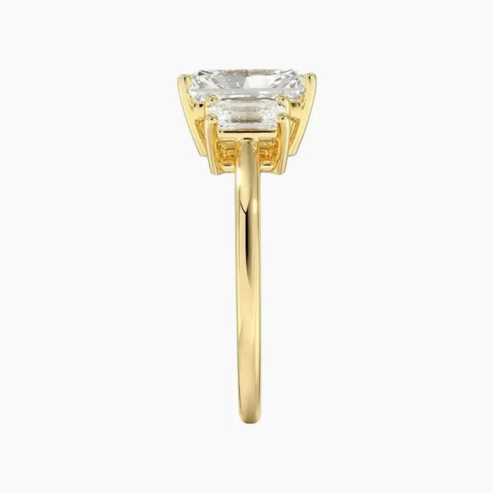 Aurelia Radiant Three Stone 2.5 Carat Lab Grown Diamond Engagement Ring in 18K Rose Gold