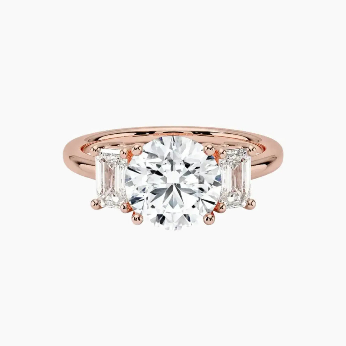 Aurelia Round Three Stone 3 Carat Lab Grown Diamond Engagement Ring in 14K Yellow Gold