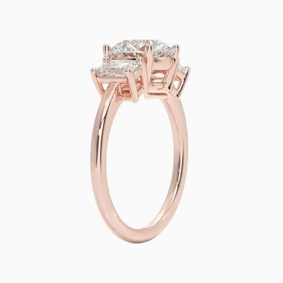 Aurelia Round Three Stone Diamond Ring Setting in 14K White Gold