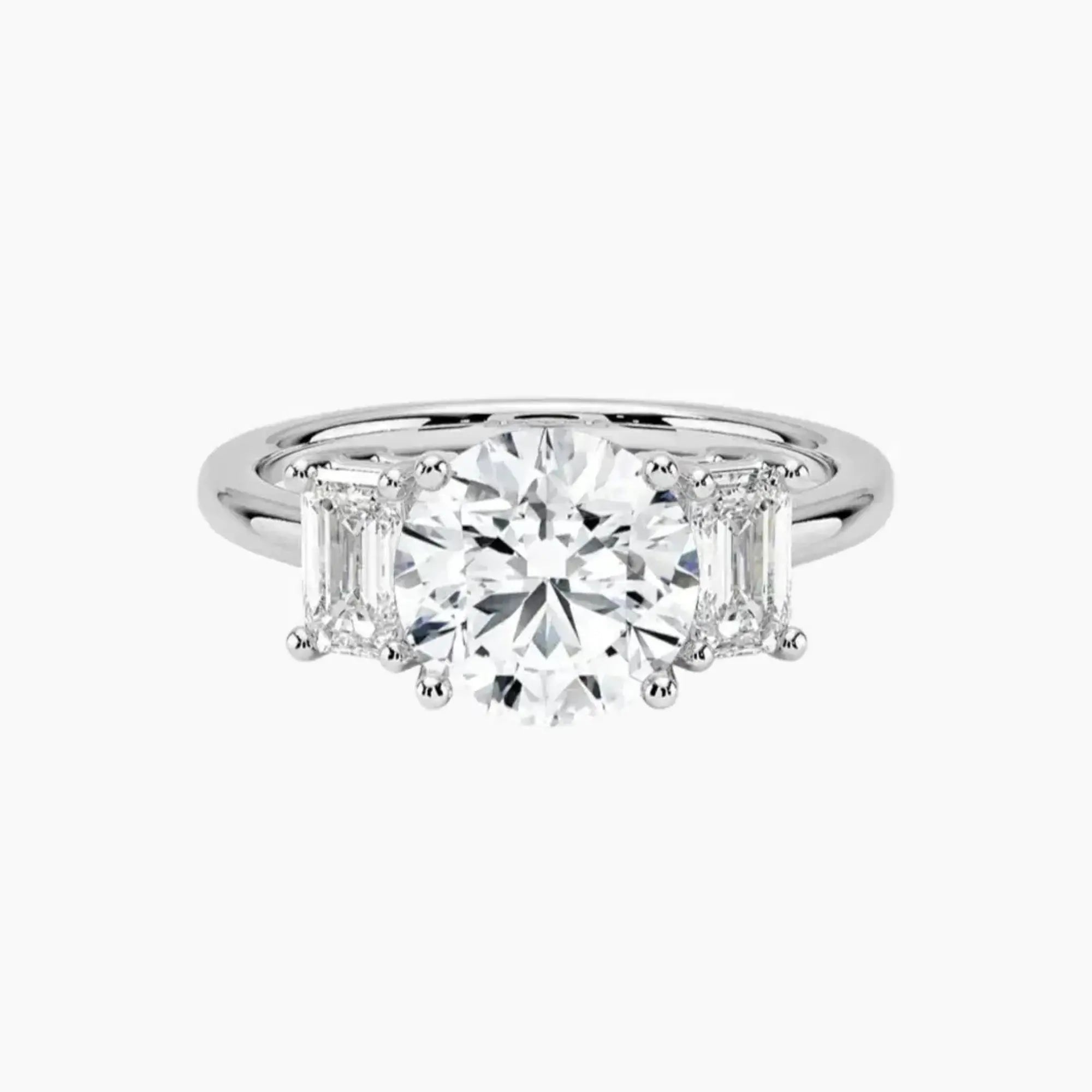 Aurelia Round Three Stone 2 Carat Lab Grown Diamond Engagement Ring in 18K White Gold