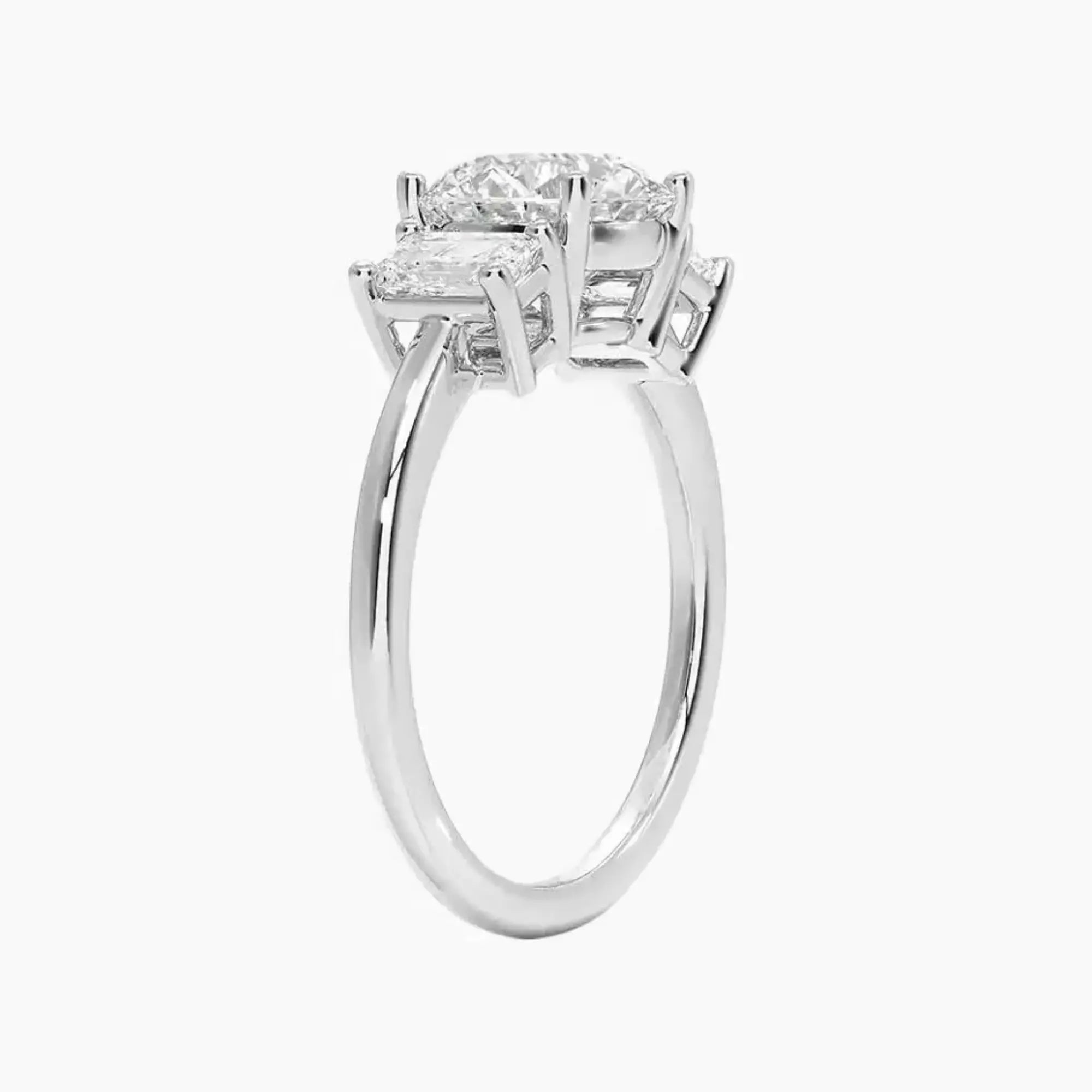 Aurelia Round Three Stone Diamond Ring Setting in 14K Yellow Gold