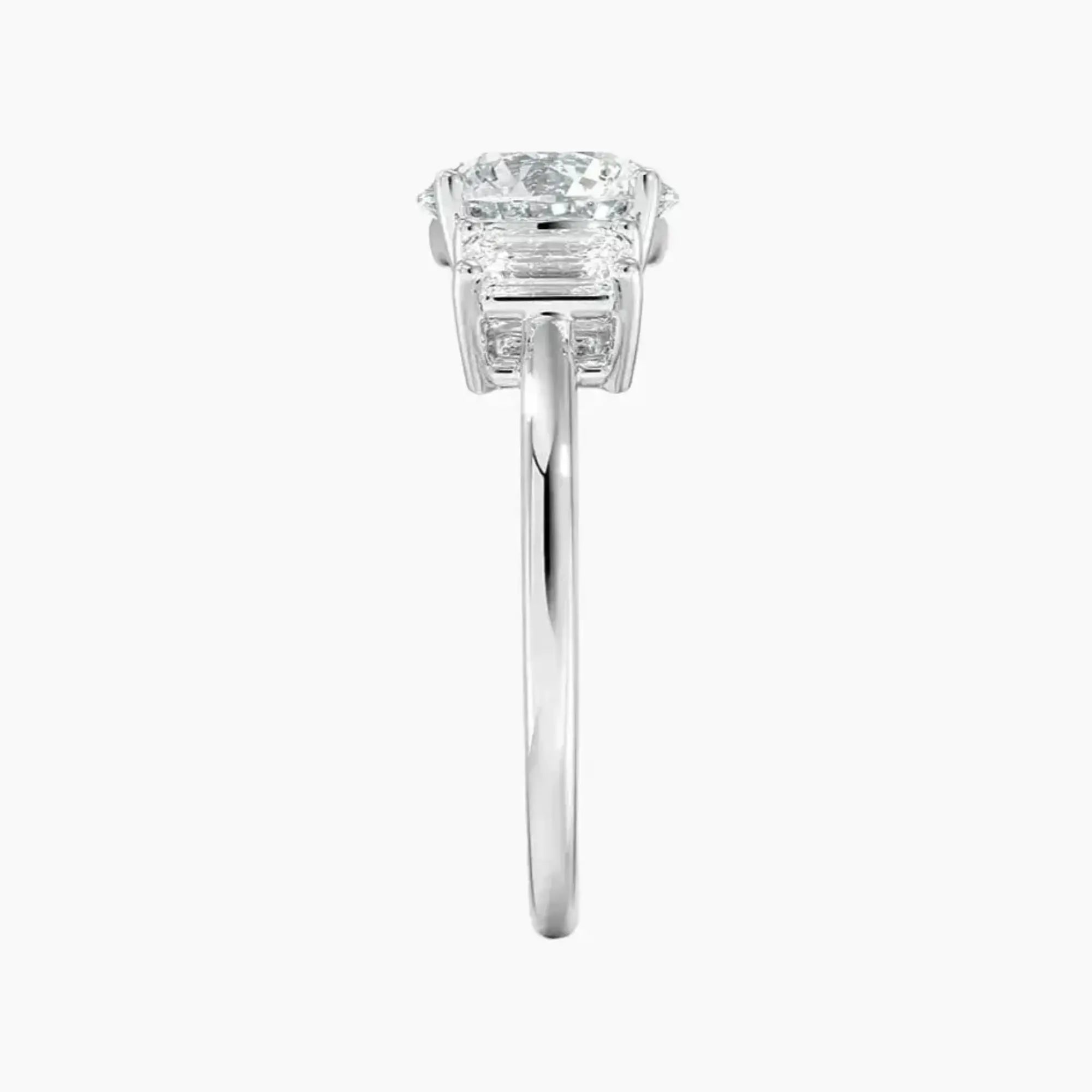 Aurelia Round Three Stone Diamond Ring Setting in 14K White Gold