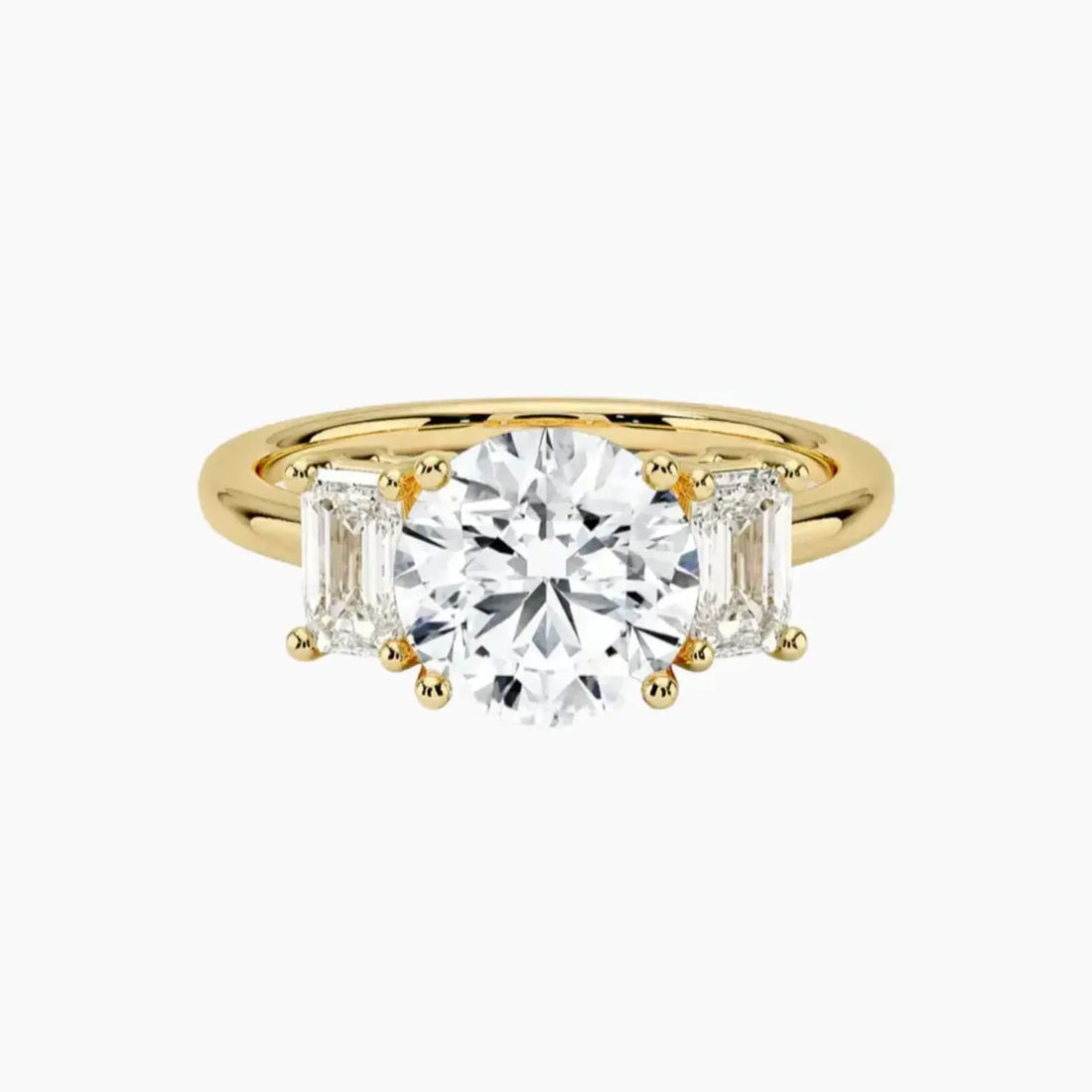 Aurelia Round Three Stone Diamond Ring Setting in 14K White Gold