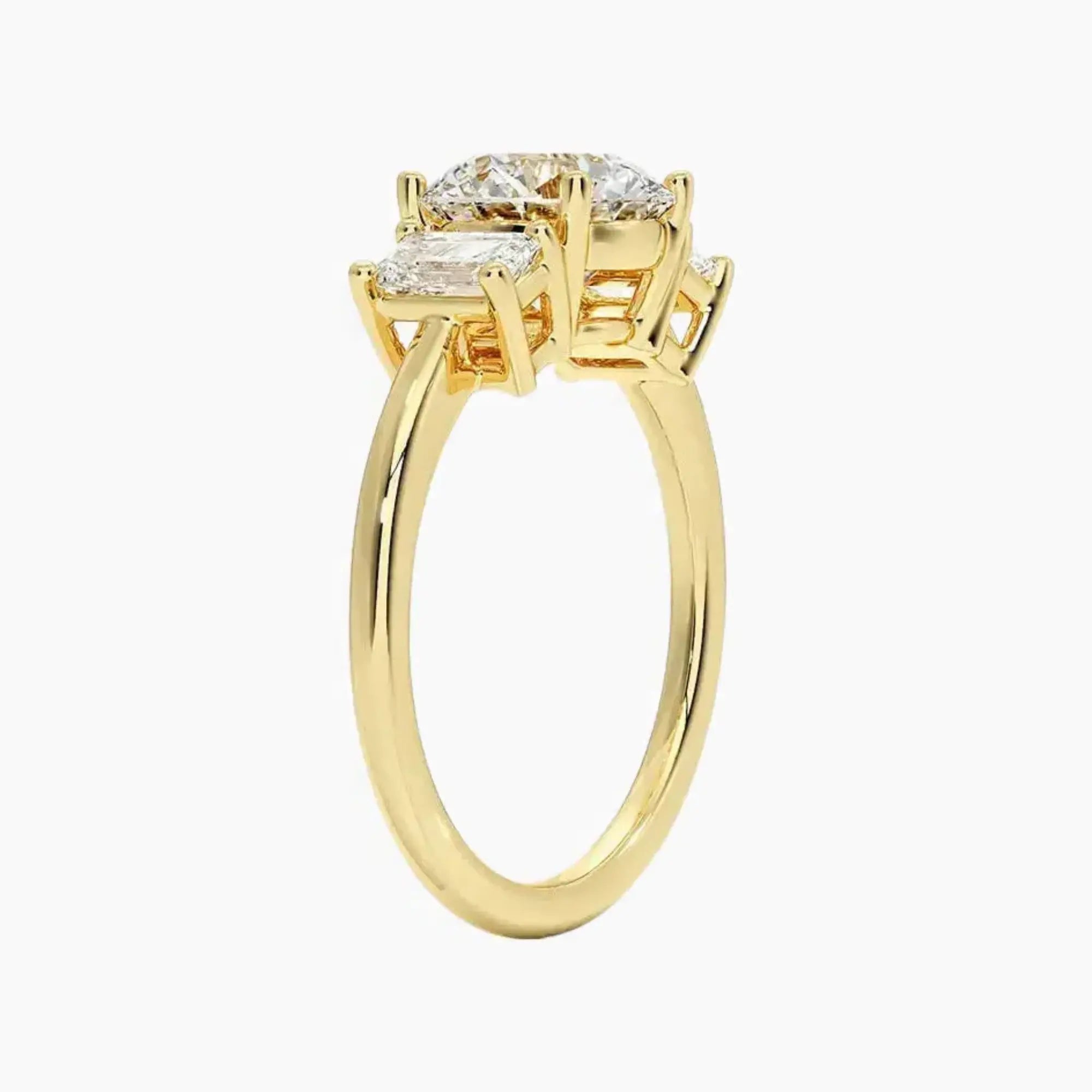 Aurelia Round Three Stone 3 Carat Lab Grown Diamond Engagement Ring in 18K Rose Gold