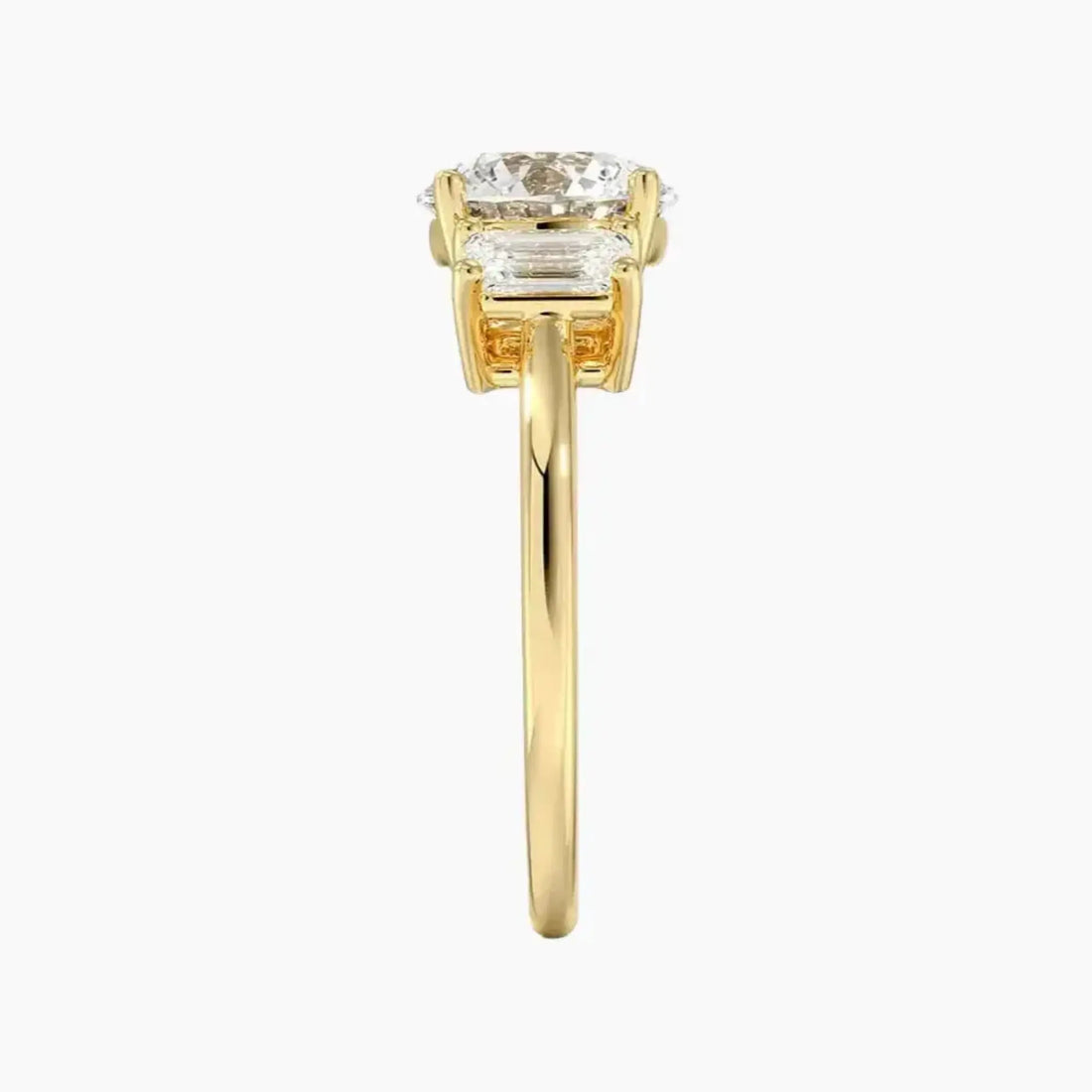 Aurelia Round Three Stone 3 Carat Lab Grown Diamond Engagement Ring in 14K Rose Gold