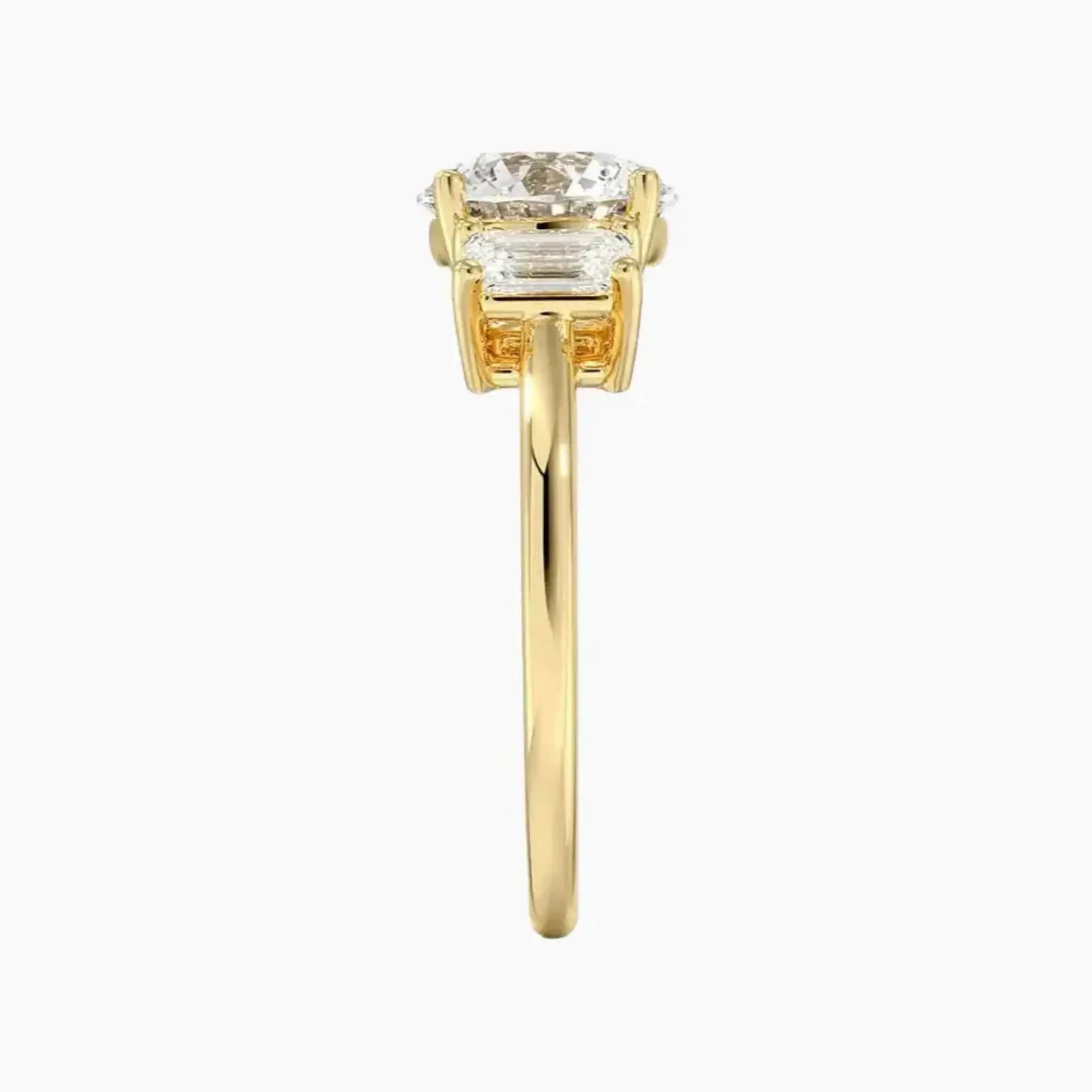 Aurelia Round Three Stone Diamond Ring Setting in 14K White Gold
