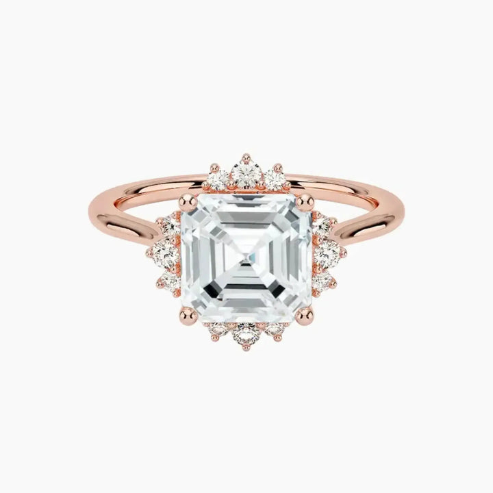 Nadia Asscher Designer 2 Carat Lab Grown Diamond Engagement Ring in 18K Rose Gold
