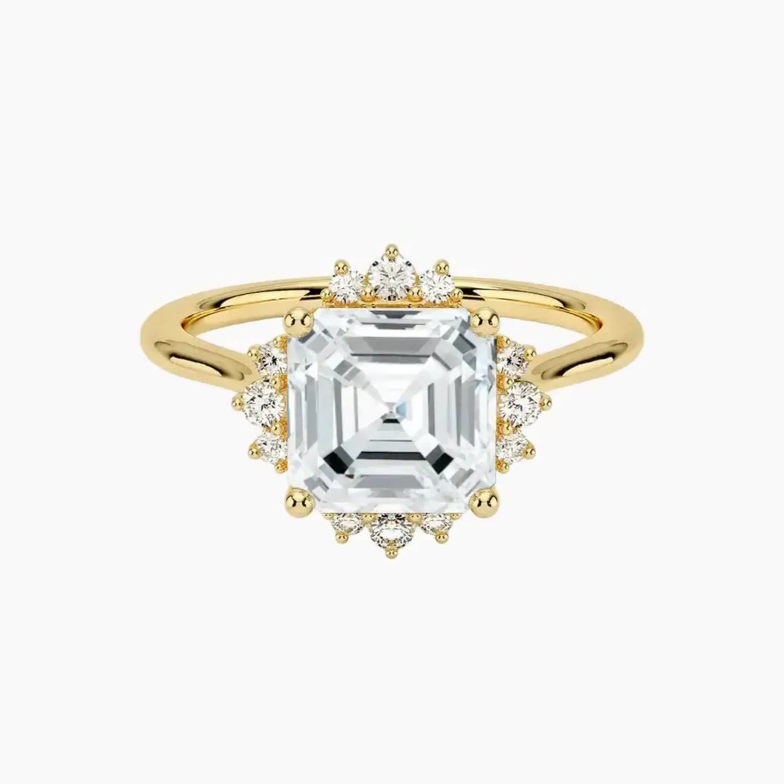 Nadia Asscher Designer 3 Carat Lab Grown Diamond Engagement Ring in 18K Yellow Gold
