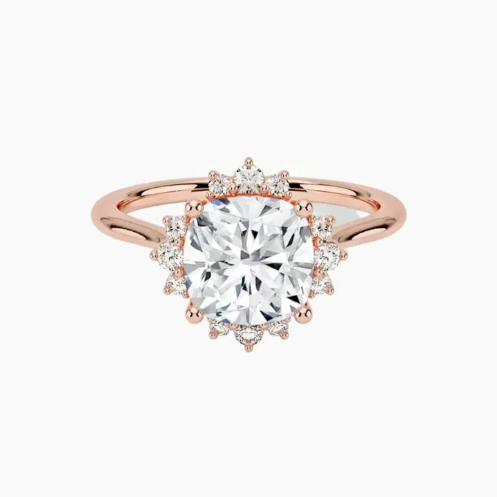 Nadia Cushion Designer 2 Carat Lab Grown Diamond Engagement Ring in 14K Rose Gold