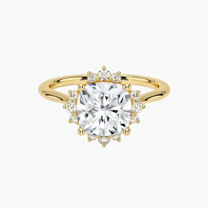 Nadia Cushion Designer 2 Carat Lab Grown Diamond Engagement Ring in 14K Yellow Gold