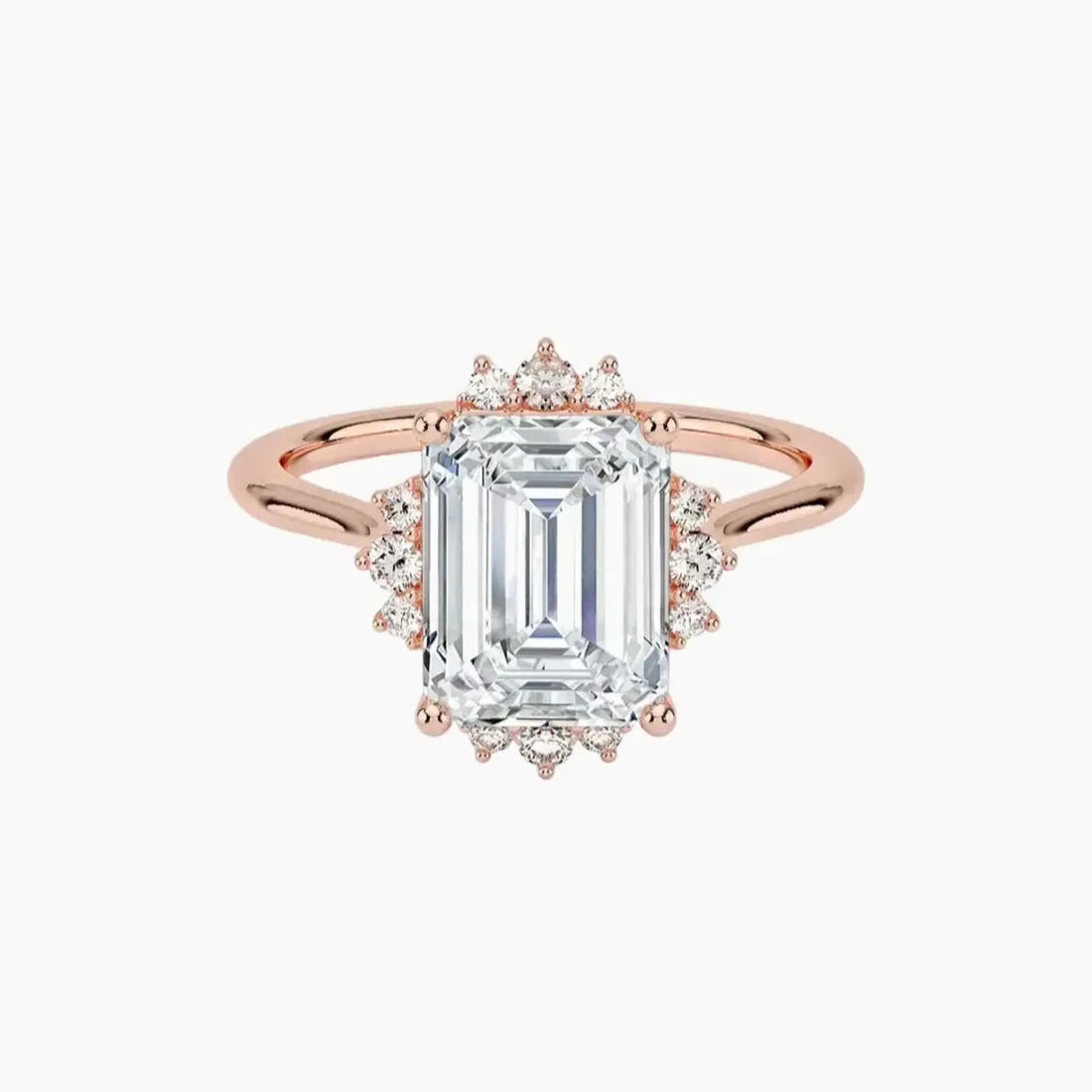 Nadia Emerald Designer 3 Carat Lab Grown Diamond Engagement Ring in 18K White Gold