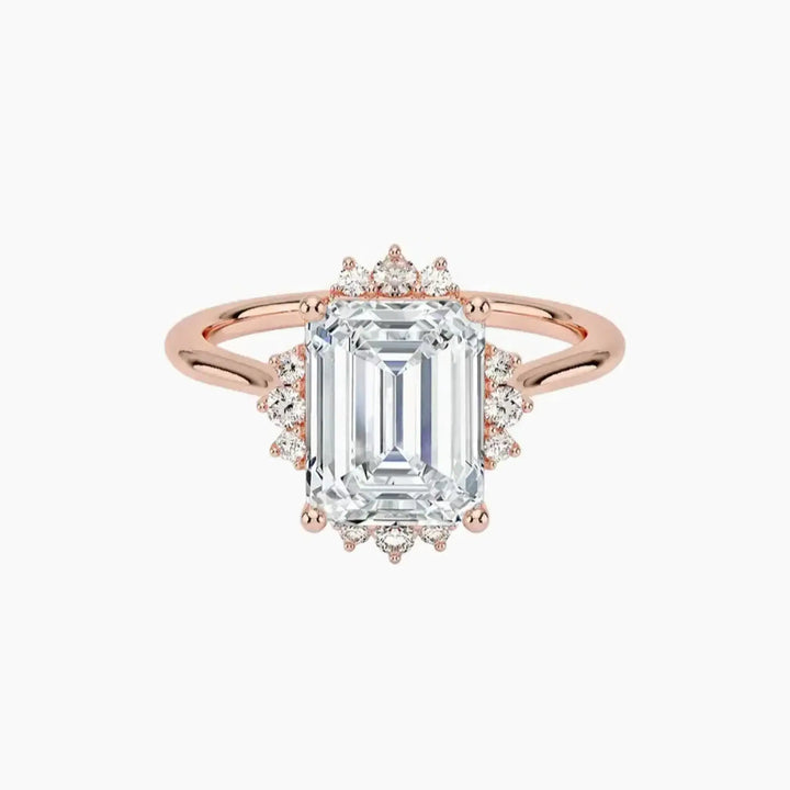 Nadia Emerald Designer 2 Carat Lab Grown Diamond Engagement Ring in 14K Rose Gold