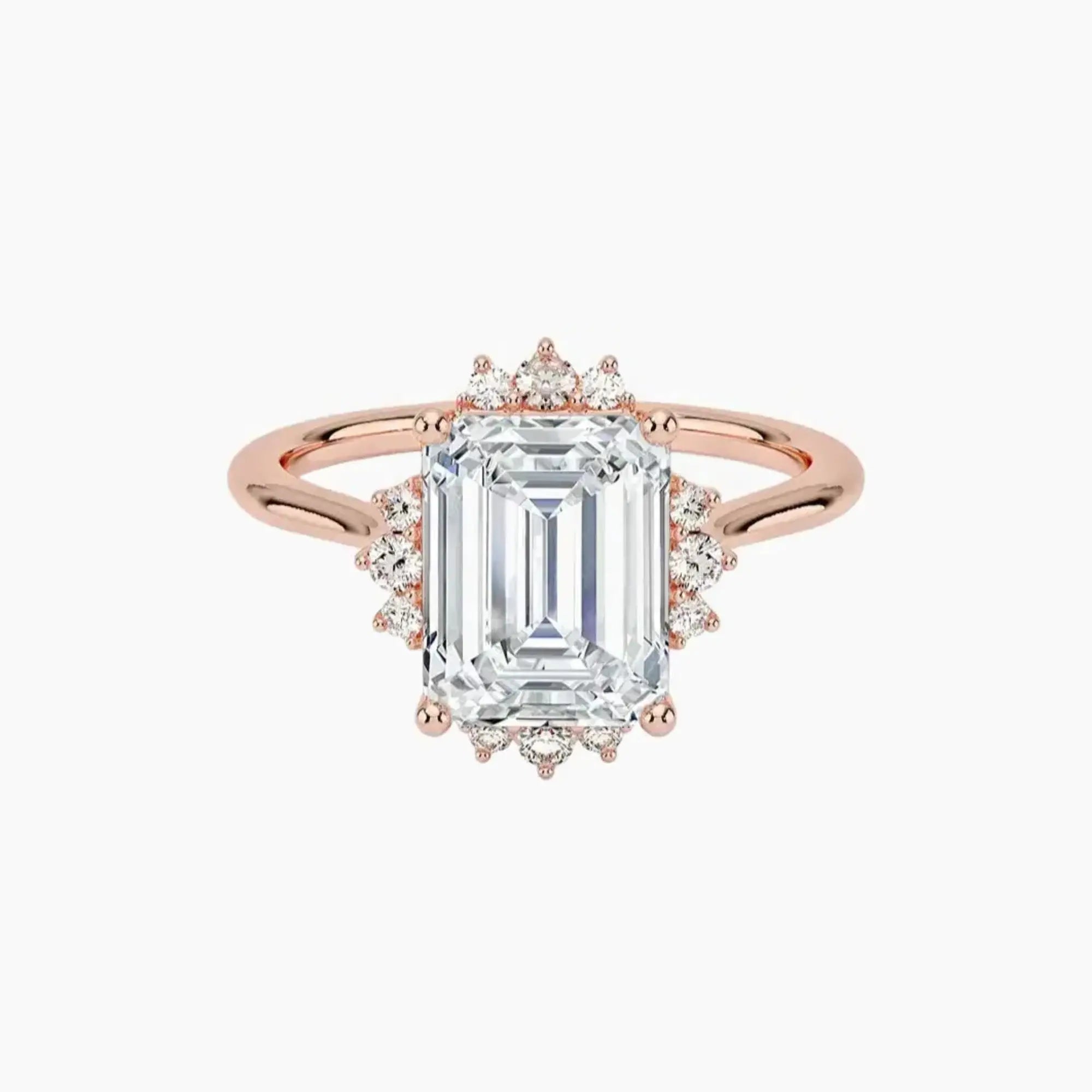 Nadia Emerald Designer 1.5 Carat Lab Grown Diamond Engagement Ring in 18K Rose Gold